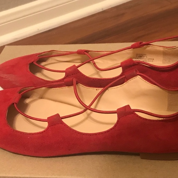 Leather Manmade Red Flat Party/Office/Casual - Picture 6 of 9